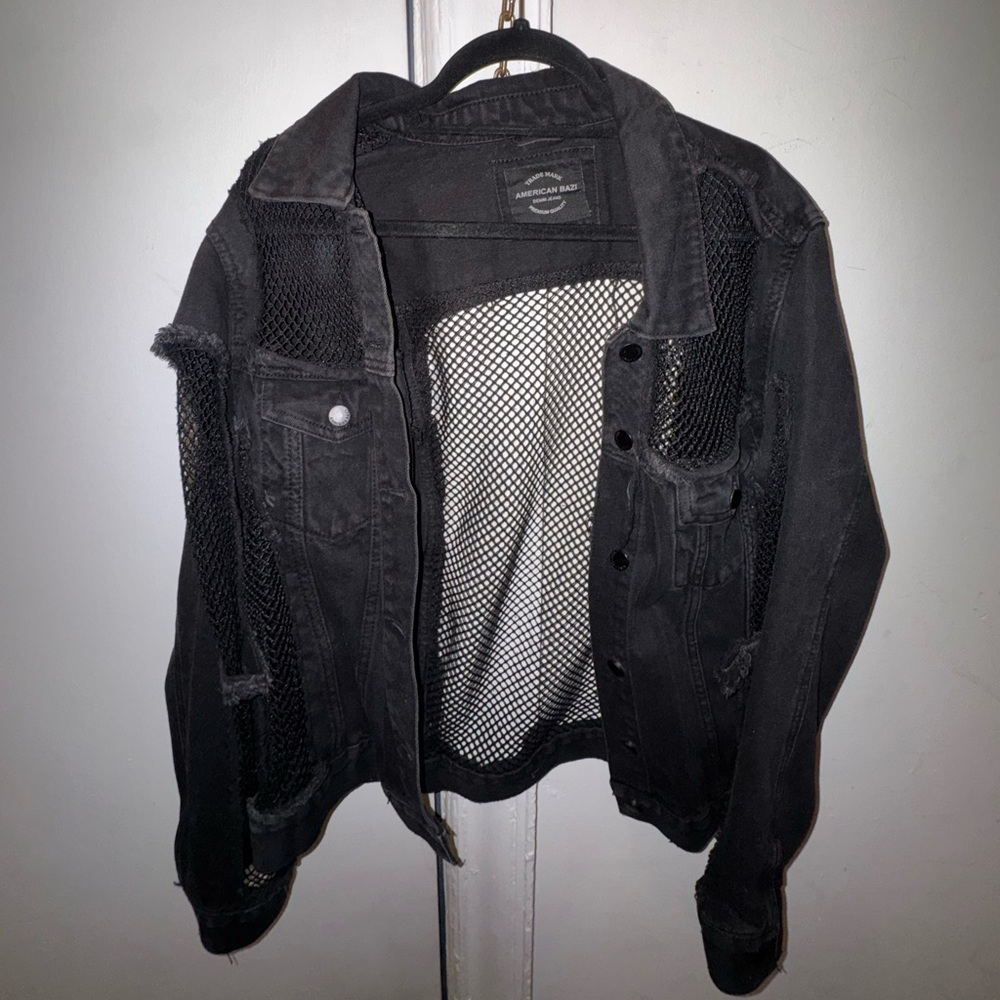 American Bazi Distressed Denim Mesh Jacket